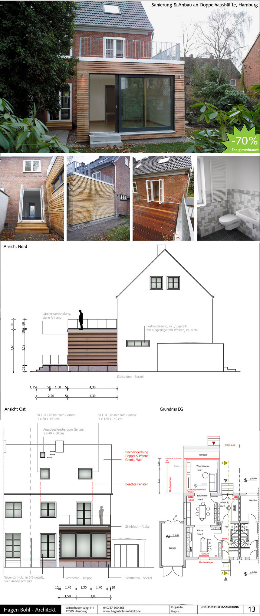 Kernsanierung und Anbau in Holzrahmenbau in Hamburg